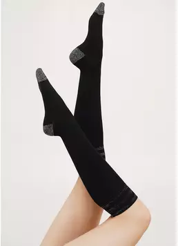 Бавовняні гольфи в рубчик з люрексом WG1 LUREX RIB 002 black/silver metallic (чорний)