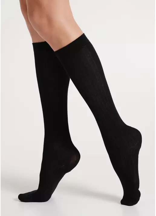 Бавовняні гольфи в рубчик WG1 RIB CLASSIC black (чорний)