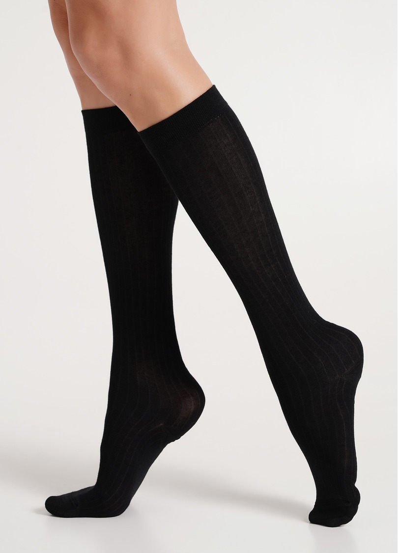 Бавовняні гольфи в рубчик WG1 RIB CLASSIC black (чорний)