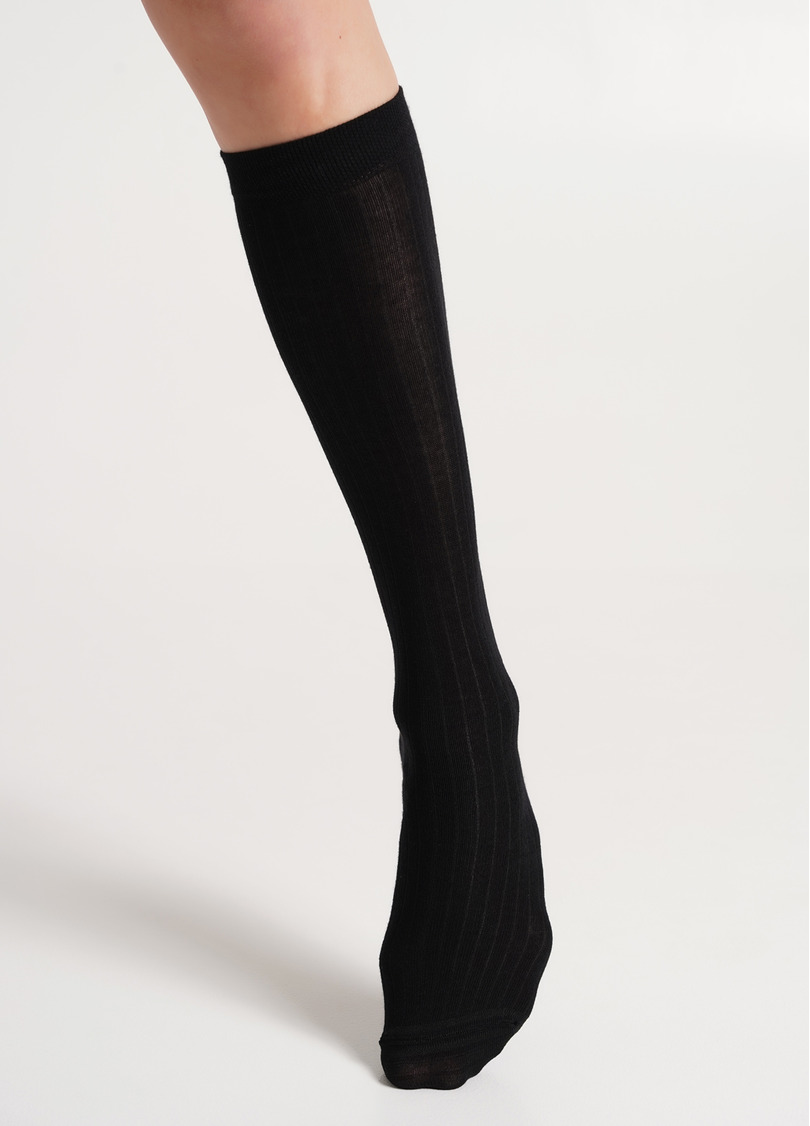 Бавовняні гольфи в рубчик WG1 RIB CLASSIC black (чорний)