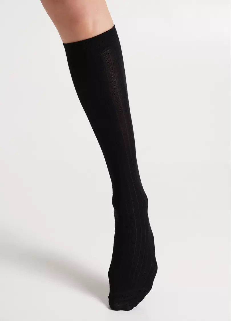 Бавовняні гольфи в рубчик WG1 RIB CLASSIC black (чорний)