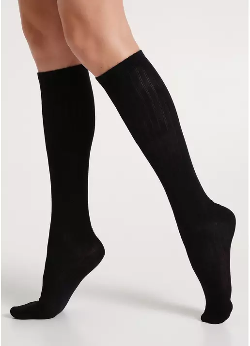 Гольфи з бавовни в рубчик WG1 STRONG RIB CLASSIC black (чорний)