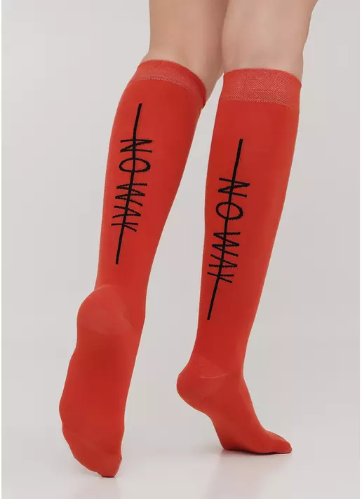 Бавовняні гольфи з вертикальним написом ззаду WG1 TEXT 001 (теракотовий)