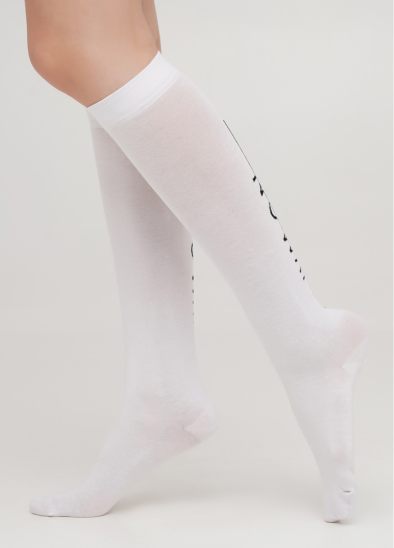 Хлопковые гольфы с вертикальной надписью сзади WG1 TEXT 001 (белый)