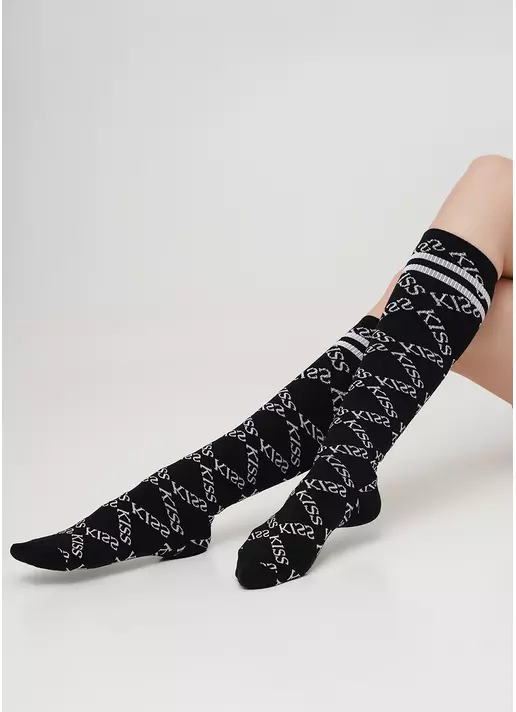 Гольфы из хлопка с ромбовидным узором из надписей WG1 TEXT STRONG 001 (черный)