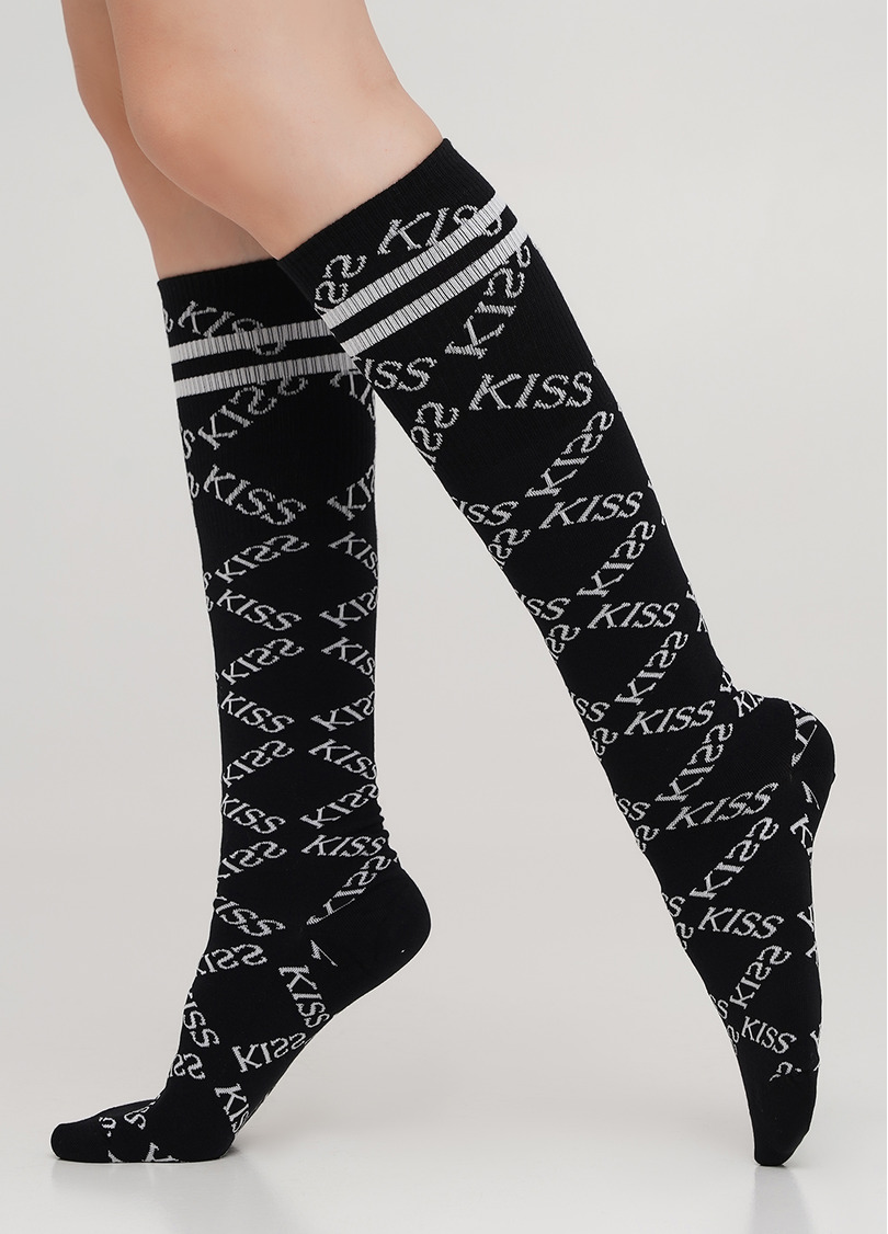 Гольфи з бавовни з ромбоподібним візерунком із написів WG1 TEXT STRONG 001 (чорний)