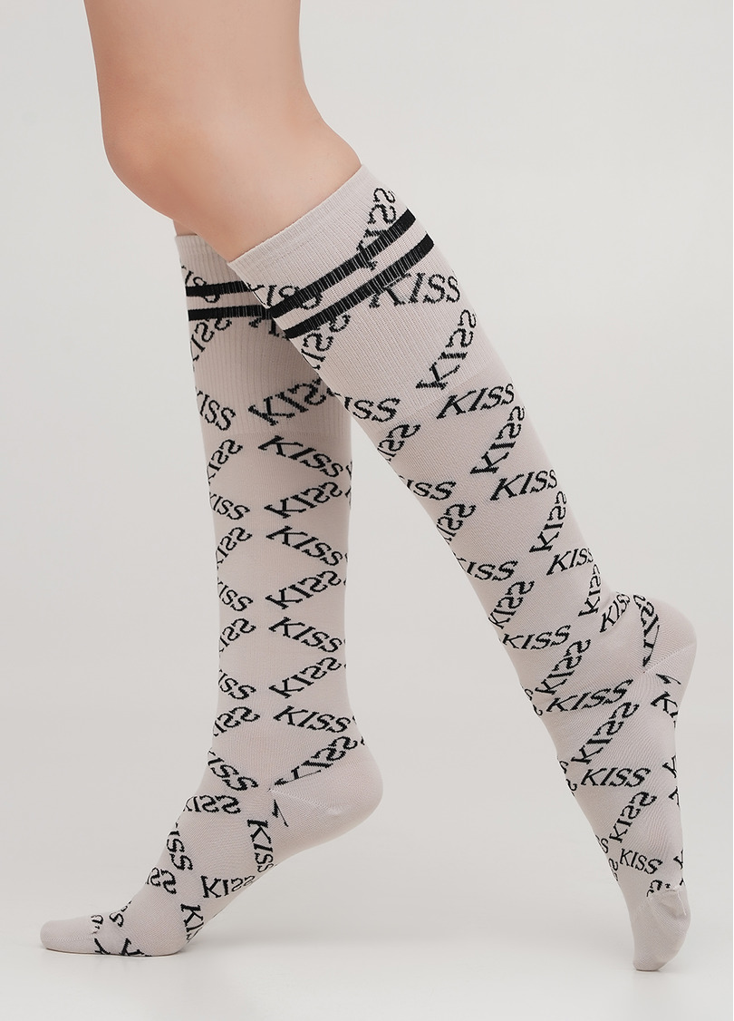 Гольфы из хлопка с ромбовидным узором из надписей WG1 TEXT STRONG 001 (бежевый)