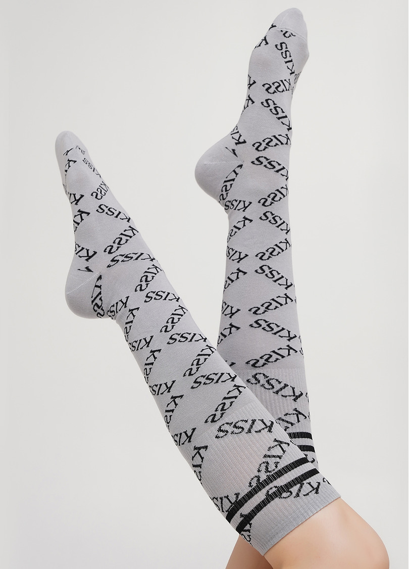 Гольфи з бавовни з ромбоподібним візерунком із написів WG1 TEXT STRONG 001 (світло-сірий)