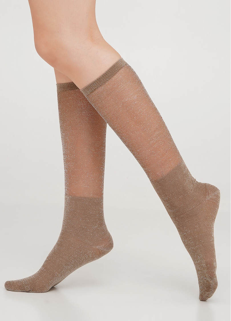 Гольфы с люрексом WGC/MnLx-cl (GMC COLOR gamb) beige (бежевый)