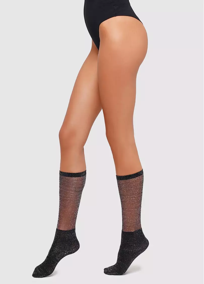 Гольфы с люрексом WGC/MnLx-cl (GMC COLOR gamb) nero (черный)