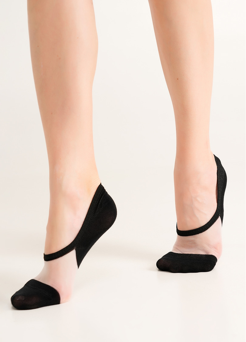 Незаметные носки с прозрачной вставкой WS0 CRISTAL 001 black (черный)