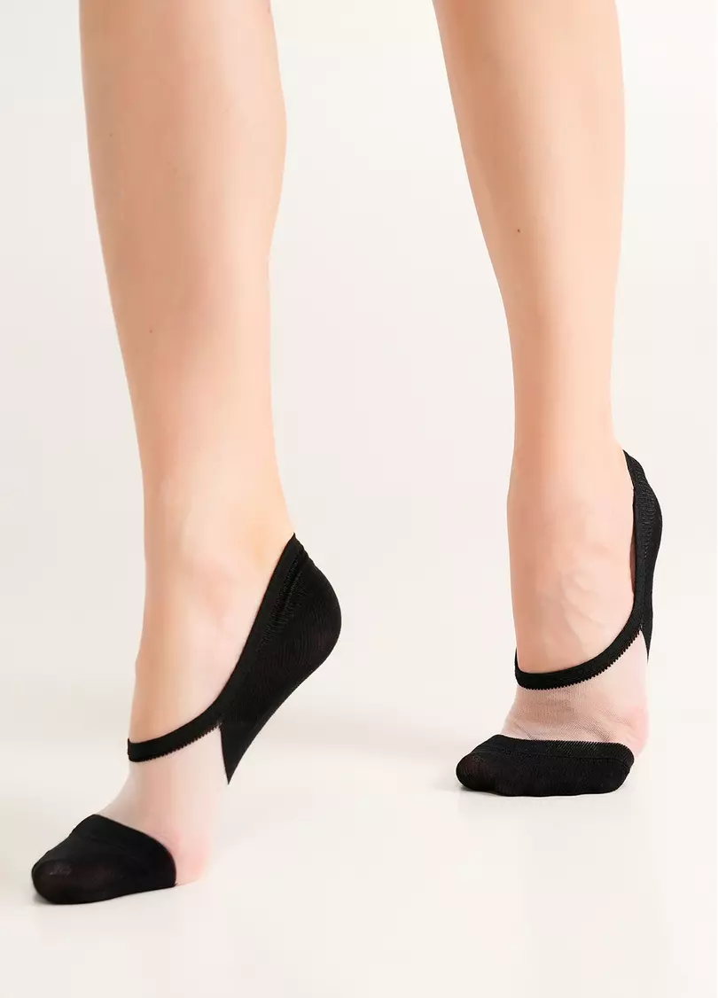 Незаметные носки с прозрачной вставкой WS0 CRISTAL 001 black (черный)