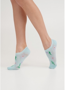 Короткие носки из хлопка с цветами WS1 AIR 009 blue glow (голубой)