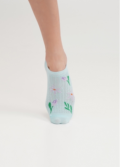 Короткі шкарпетки з бавовни з квітами WS1 AIR 009 blue glow (блакитний)