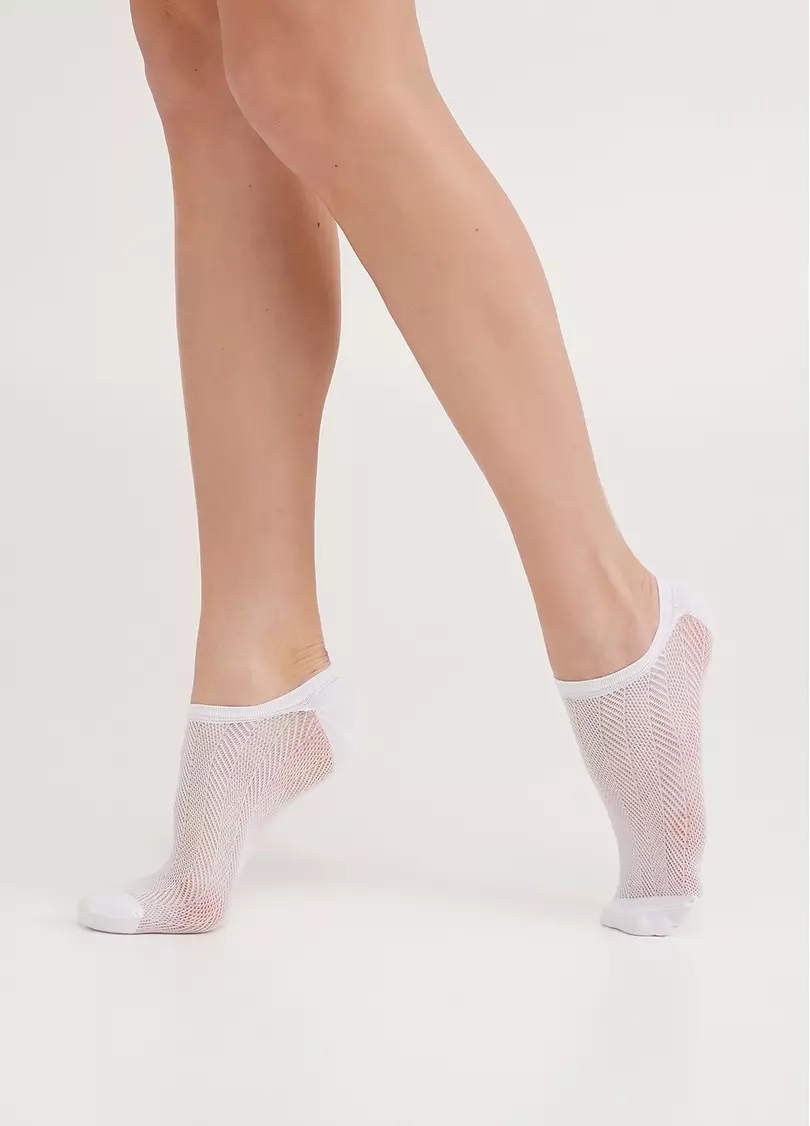 Носки незаметные с геометрическим плетением WS1 AIR PA 003 bianco (белый)