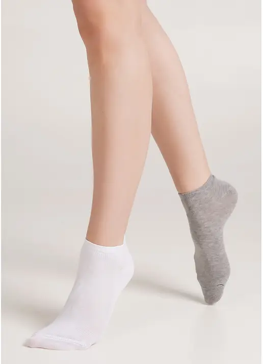 Женские короткие носки (2 пары) WS1 CLASSIC light grey melange/white (меланж) Женские короткие носки (2 пары) WS1 CLASSIC light grey melange/white (меланж)