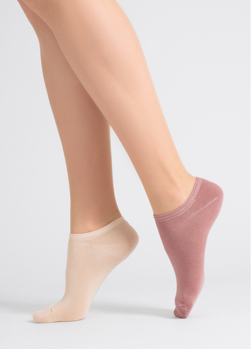 Женские короткие носки (2 пары) WS1 CLASSIC panna/ash rose (бежевый/розовый)