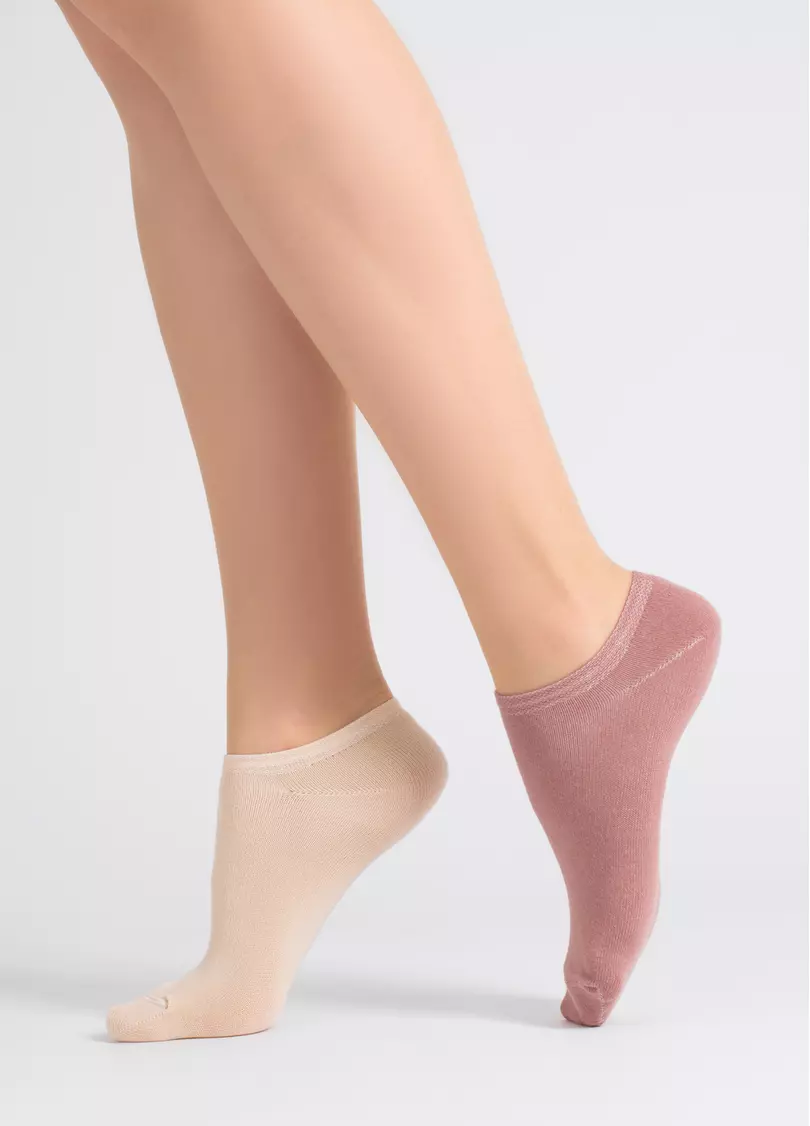 Женские короткие носки (2 пары) WS1 CLASSIC panna/ash rose (бежевый/розовый)