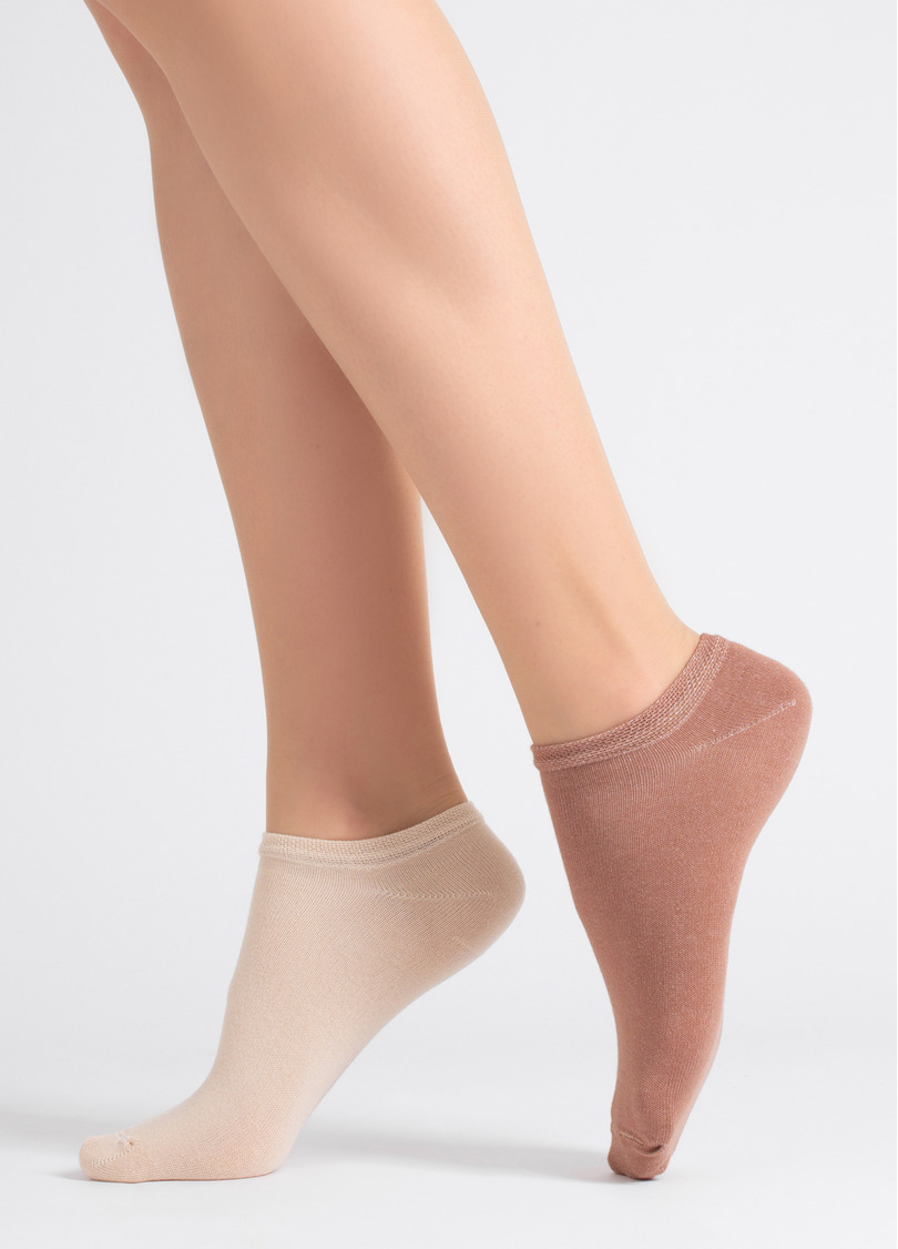 Женские короткие носки (2 пары) WS1 CLASSIC sand/moch mousse (бежевый/коричневый)