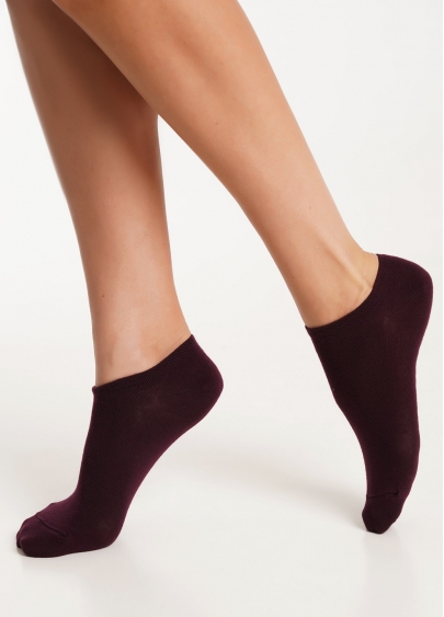 Женские короткие носки (2 пары) WS1 CLASSIC grape vintage/asphalt melange (бордовый/серый)