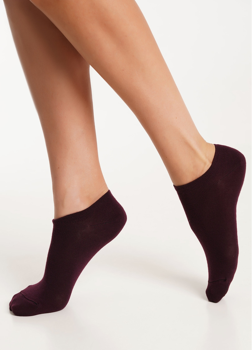 Женские короткие носки (2 пары) WS1 CLASSIC grape vintage/asphalt melange (бордовый/серый)