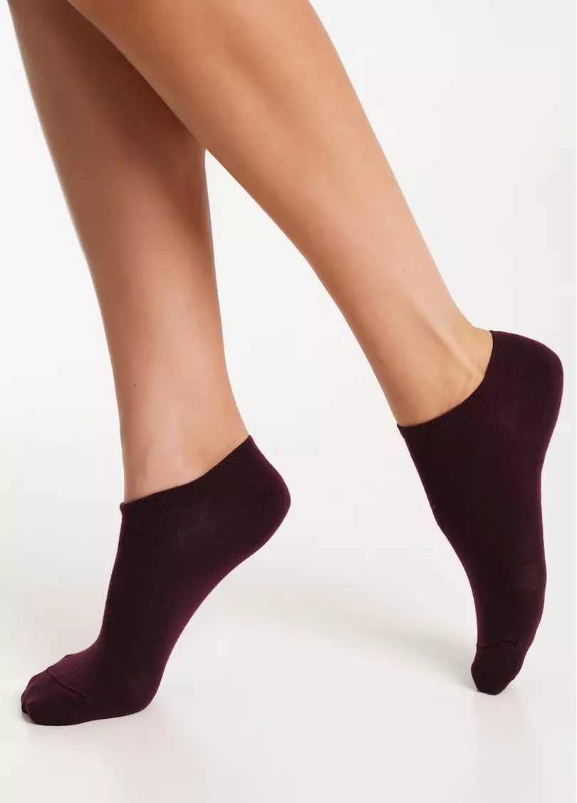 Женские короткие носки (2 пары) WS1 CLASSIC grape vintage/asphalt melange (бордовый/серый)