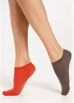 Женские короткие носки (2 пары) WS1 CLASSIC haze/ceramite (коричневый/помаранчевый)