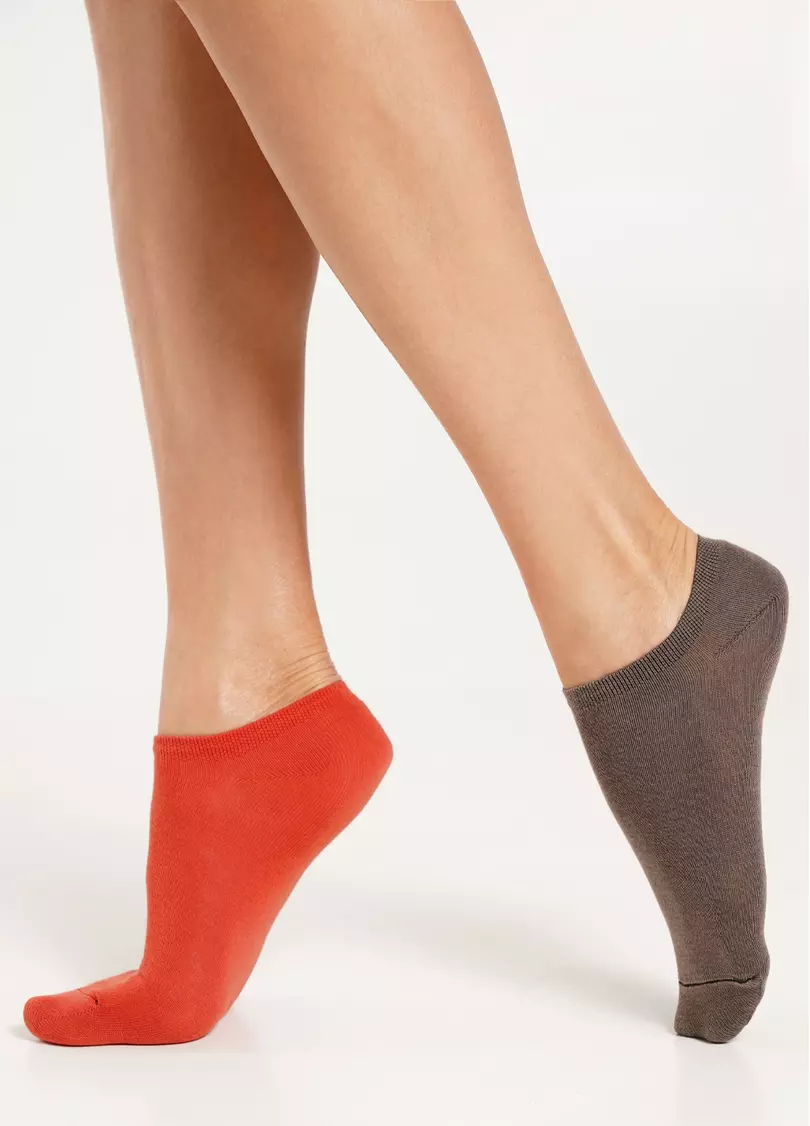 Женские короткие носки (2 пары) WS1 CLASSIC haze/ceramite (коричневый/помаранчевый)