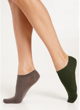Женские короткие носки (2 пары) WS1 CLASSIC haze/khaki (коричневый/зеленый)
