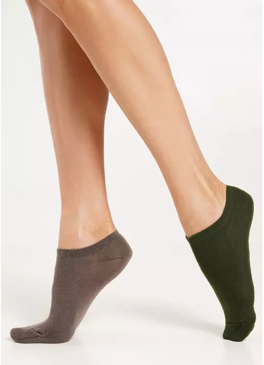 Женские короткие носки (2 пары) WS1 CLASSIC haze/khaki (коричневый/зеленый)