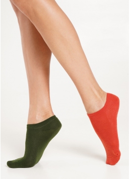 Жіночі короткі шкарпетки (2 пари) WS1 CLASSIC khaki/ceramite (зелений/помаранчевий)