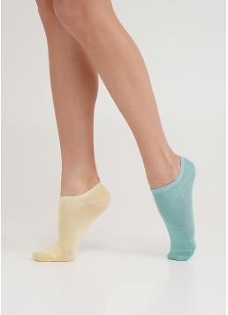 Женские короткие носки (2 пары) WS1 CLASSIC pastel turquoise/light yellow (зеленый/желтый)