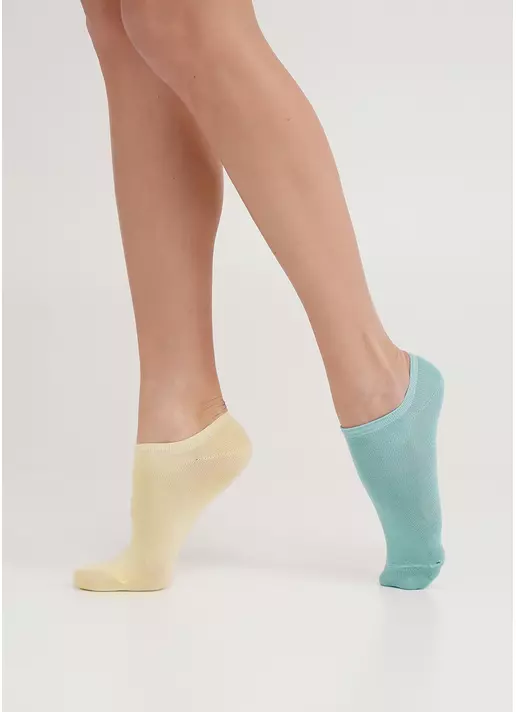 Жіночі короткі шкарпетки (2 пари) WS1 CLASSIC pastel turquoise/light yellow (зелений/жовтий)