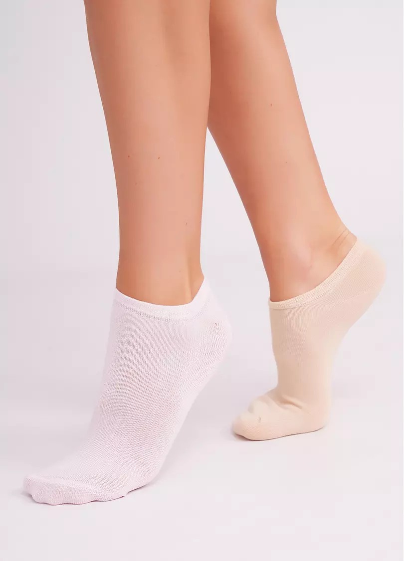 Женские короткие носки (2 пары) WS1 CLASSIC sand/blushing bride (бежевый/розовый)