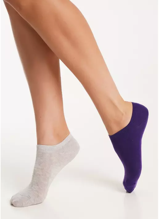 Жіночі короткі шкарпетки (2 пари) WS1 CLASSIC violet indigo/silver melange (фіолетовий/сірий)