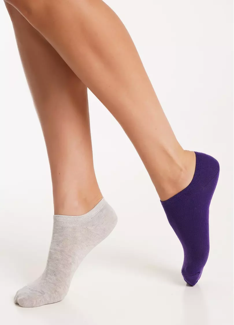 Женские короткие носки (2 пары) WS1 CLASSIC violet indigo/silver melange (фиолетовый/серый)