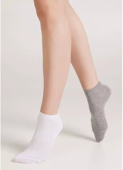 Женские короткие носки (2 пары) WS1 CLASSIC light grey melange/white (меланж)