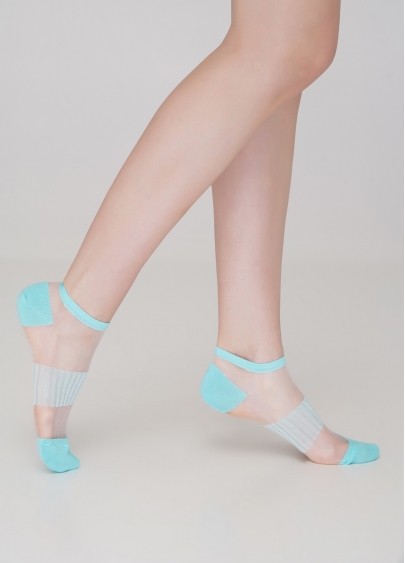 Короткі жіночі шкарпетки прозорі WS1 CRISTAL 028 light mint (зелений)