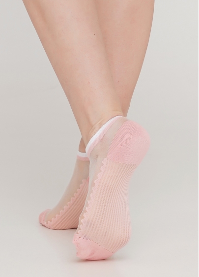 Носки короткие прозрачные с хлопковой стопой WS1 CRISTAL 029 (розовый)