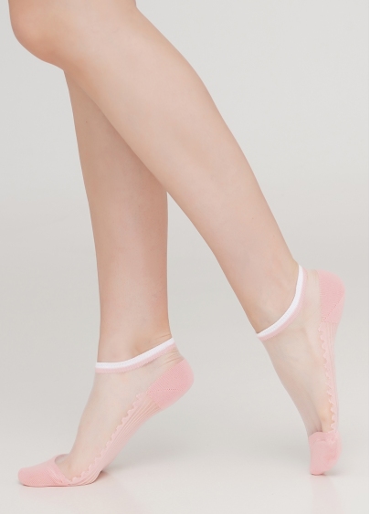 Носки короткие прозрачные с хлопковой стопой WS1 CRISTAL 029 (розовый)