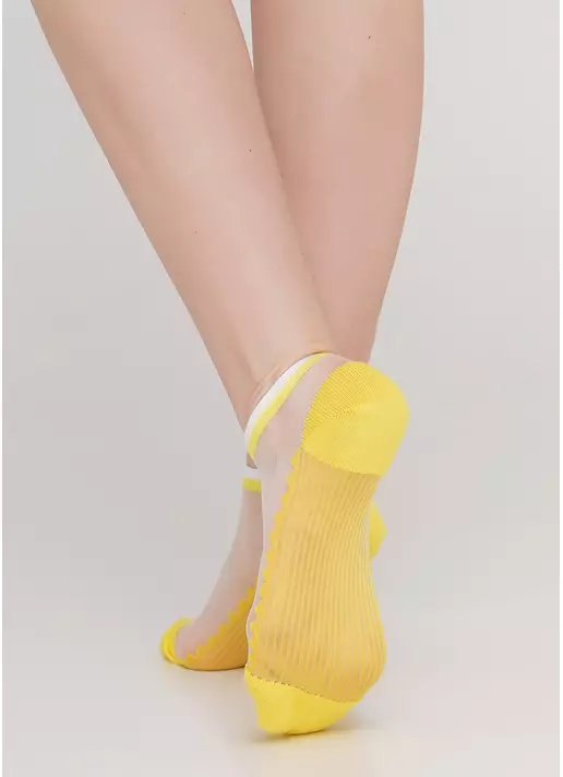 Шкарпетки короткі прозорі з бавовняною стопою WS1 CRISTAL 029 (жовтий)