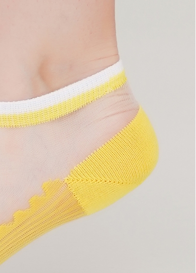 Шкарпетки короткі прозорі з бавовняною стопою WS1 CRISTAL 029 (жовтий)
