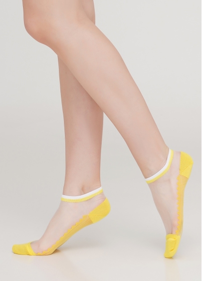 Шкарпетки короткі прозорі з бавовняною стопою WS1 CRISTAL 029 (жовтий)