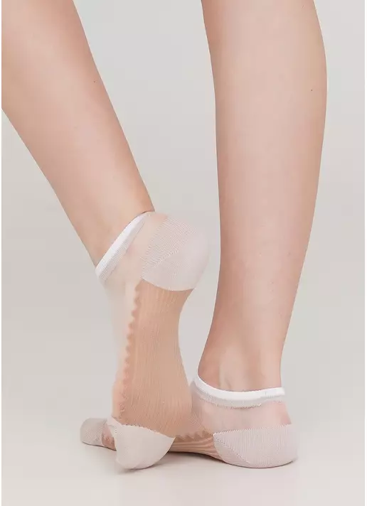 Шкарпетки короткі прозорі з бавовняною стопою WS1 CRISTAL 029 (бежевий)