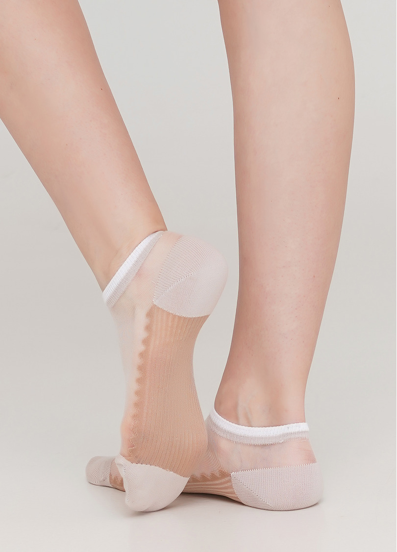 Шкарпетки короткі прозорі з бавовняною стопою WS1 CRISTAL 029 (бежевий)