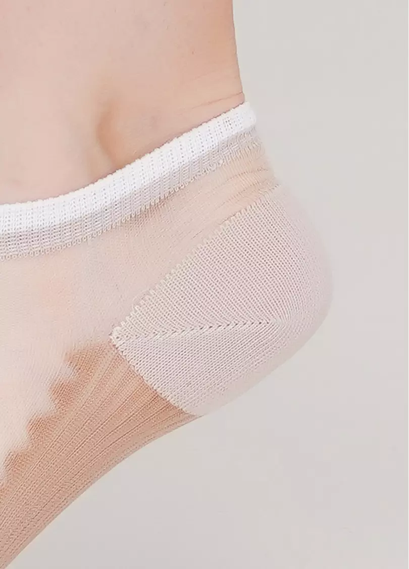 Носки короткие прозрачные с хлопковой стопой WS1 CRISTAL 029 (бежевий)