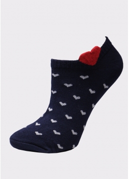 Жіночі короткі шкарпетки в сердечко WS1 FASHION 040 navy (синій)