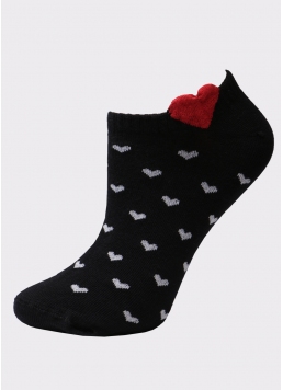 Жіночі короткі шкарпетки в сердечко WS1 FASHION 040 nero (чорний)
