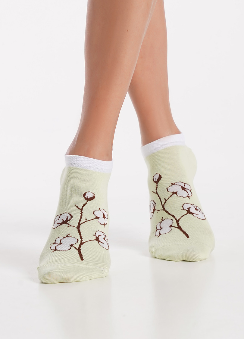 Носки короткие Цветы хлопка WS1 FASHION SET 2403 (пак х2) green (зеленый)