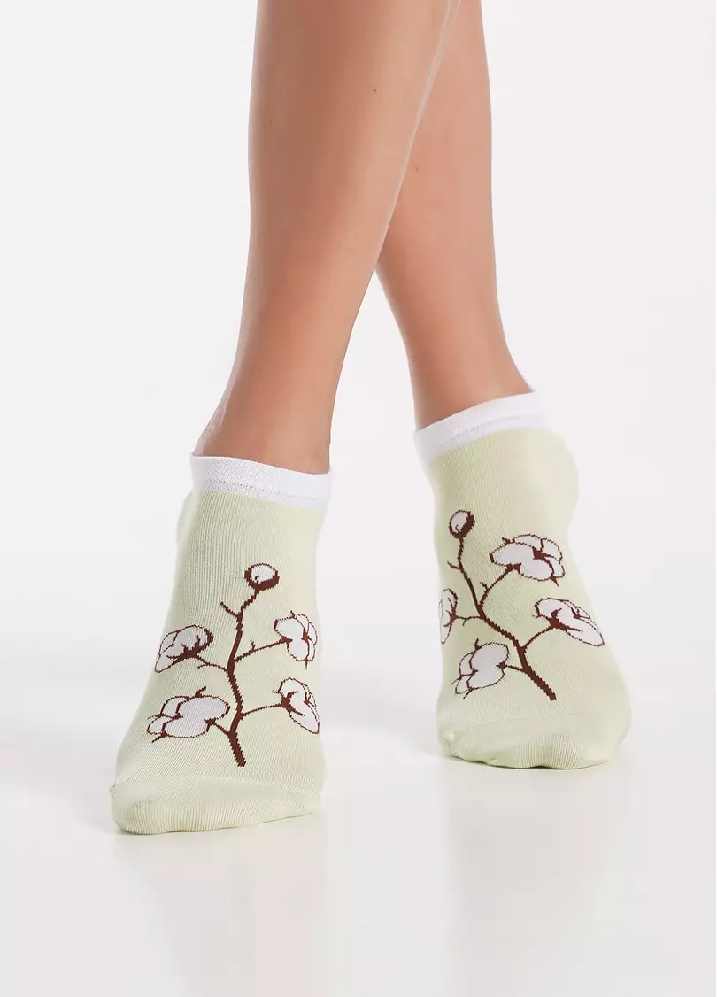 Носки короткие Цветы хлопка WS1 FASHION SET 2403 (пак х2) green (зеленый)